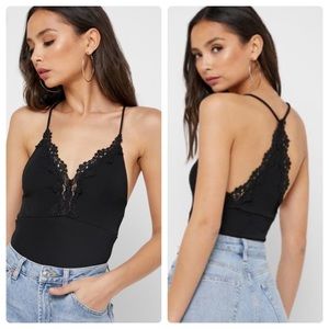 Topshop Lace Trim Strappy Bodysuit